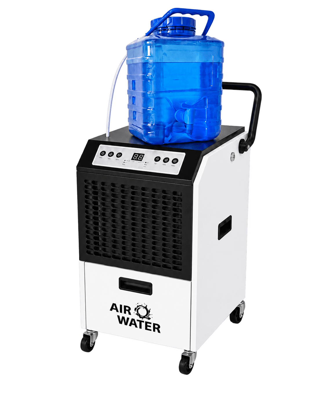 Air Water™ AW70 Freedom atmospheric water generator with a blue collection bottle